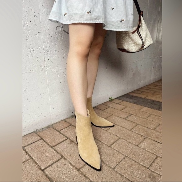 Zara Leather Split Suede Pointed Toe Cowboy Ankle Boots Size 39 | 8 - Picture 13 of 14